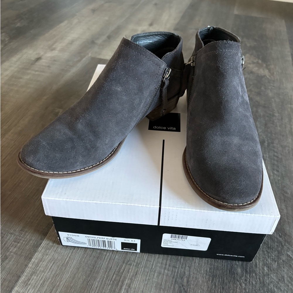 Dolce Vita Charcoal Suede Ankle Booties